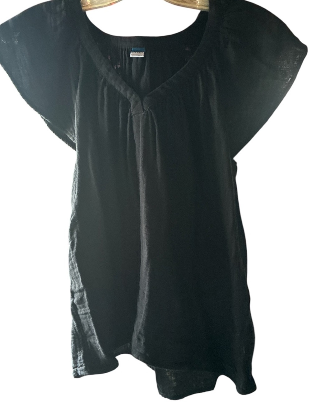 Old Navy Black V-Neck Flutter Sleeve Tunic